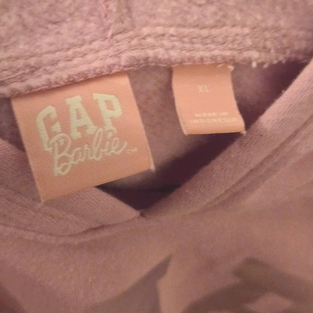 Gap Kids Barbie Logo Hoodie Pink Metallic‎ Foil Sweatshirt XL Kids